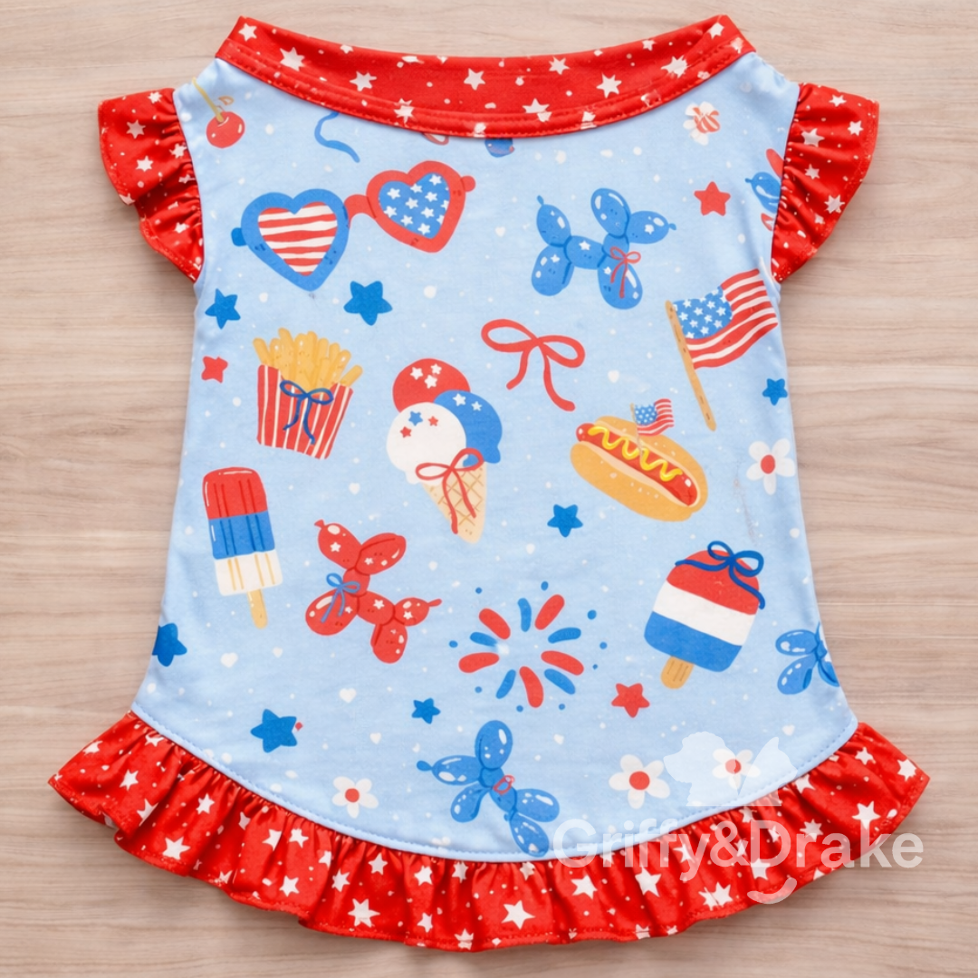 Patriotic Paws Ruffle Shirt